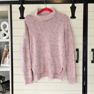 EnThread Wool Blend Speckled Pink Turtleneck Sweater Size Small